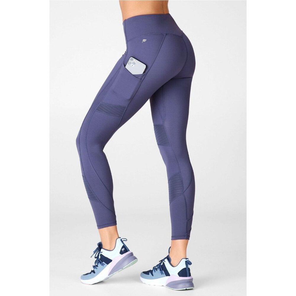 Fabletics Anywhere Motion365 Purple Leggings High-Waisted 7/8 Tights Women's S